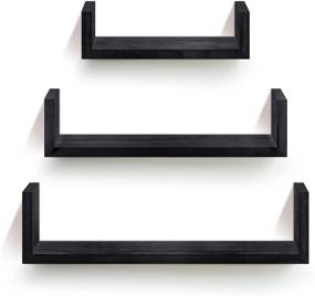 img 4 attached to 📚 Black Wall Mounted Solid Wood Floating Shelves Ideal for Bathroom or Livingroom