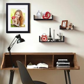 img 2 attached to 📚 Black Wall Mounted Solid Wood Floating Shelves Ideal for Bathroom or Livingroom