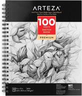 📔 arteza 9x12" sketchbook, 100 sheets, spiral bound artist sketch pad, acid free drawing paper, ideal for adults & teens, bright white logo