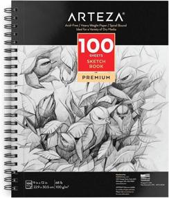 img 4 attached to 📔 Arteza 9X12" Sketchbook, 100 Sheets, Spiral Bound Artist Sketch Pad, Acid Free Drawing Paper, Ideal for Adults & Teens, Bright White