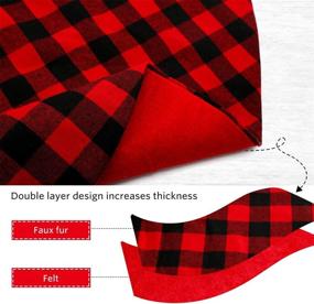 img 3 attached to 48-inch Red and Black Buffalo Check Plaid Christmas Tree Skirt with Snowflake Design - Double Layers Xmas Tree Skirt for Festive Decorations and Winter House Décor