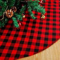 48-inch red and black buffalo check plaid christmas tree skirt with snowflake design - double layers xmas tree skirt for festive decorations and winter house décor логотип