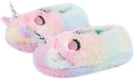 🐾 longbay boys girls cute animal house shoes: fuzzy plush fleece slippers with soft non-skid sole logo