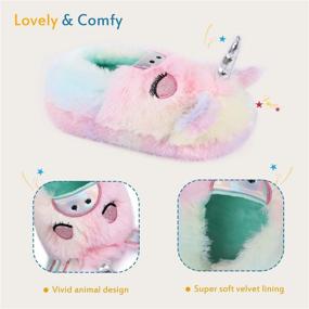 img 2 attached to 🐾 LongBay Boys Girls Cute Animal House Shoes: Fuzzy Plush Fleece Slippers with Soft Non-Skid Sole