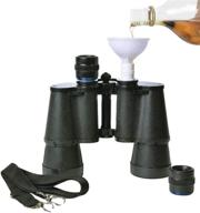 🔍 secret binoculars flask with hidden alcohol compartment - 8oz double barrel novelty gag flask for sneaky booze concealment - includes funnel and strap logo