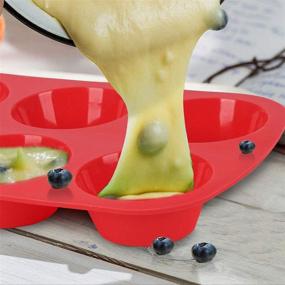 img 1 attached to 🧁 Набор из 2 силиконовых противень для кексов с антипригарным покрытием на 6 форм - Стандартного размера противень для кексов Gifbera, без содержания BPA, можно мыть в посудомоечной машине и красный