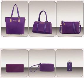 img 3 attached to 👜 KOOIJNKO 6-Piece Handbag Set: Nylon Top Handle Bag, Crossbody Shoulder Tote, Satchels Clutch Bag Kit