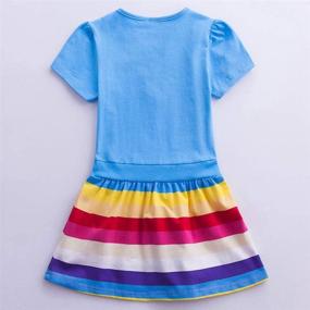 img 2 attached to 🌈 Fun and Vibrant: JUXINSU Toddler Rainbow Cartoon SH6219 Fuchsia Girls' Dress Collection