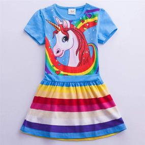 img 3 attached to 🌈 Fun and Vibrant: JUXINSU Toddler Rainbow Cartoon SH6219 Fuchsia Girls' Dress Collection