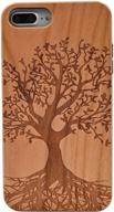 🌳 cyd wooden iphone 7 plus/iphone 8 plus case - engraved natural wood, slim bumper tpu protective cover with shockproof and drop proof design featuring life tree logo