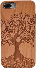 img 4 attached to 🌳 CYD Wooden iPhone 7 Plus/iPhone 8 Plus Case - Engraved Natural Wood, Slim Bumper TPU Protective Cover with Shockproof and Drop Proof Design featuring Life Tree