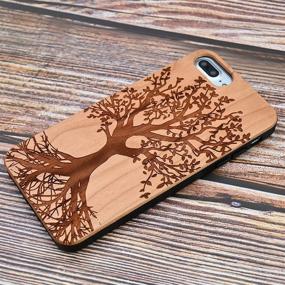 img 3 attached to 🌳 CYD Wooden iPhone 7 Plus/iPhone 8 Plus Case - Engraved Natural Wood, Slim Bumper TPU Protective Cover with Shockproof and Drop Proof Design featuring Life Tree