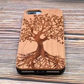 img 1 attached to 🌳 CYD Wooden iPhone 7 Plus/iPhone 8 Plus Case - Engraved Natural Wood, Slim Bumper TPU Protective Cover with Shockproof and Drop Proof Design featuring Life Tree