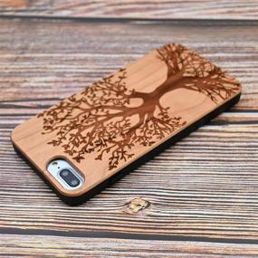 img 2 attached to 🌳 CYD Wooden iPhone 7 Plus/iPhone 8 Plus Case - Engraved Natural Wood, Slim Bumper TPU Protective Cover with Shockproof and Drop Proof Design featuring Life Tree