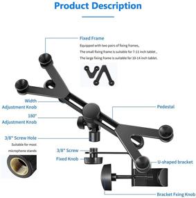 img 3 attached to 📱 Neewer Tablet Holder Mount: Adjustable 7-14 inches with 360° Swivel Clamp, Ideal for Microphone Stand - Compatible with iPad, iPad Pro, Google Nexus, Samsung Galaxy