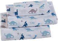 🦖 linen plus t-rex dinosaur sheet set for kids/teens - blue & light blue, triceratops design - twin size logo