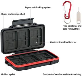 img 2 attached to 💾 Коробка для карт памяти PROfezzion на 36 слотов для карт SD, SDXC, SDHC, Micro SD, TF, CF и Cfast - дизайн, устойчивый к воде и ударам, с резиновым внутренним слоем (черный)