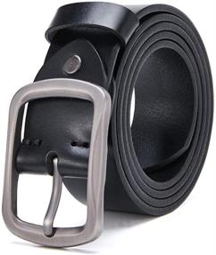 img 4 attached to 🐄 Sturdy Cowhide Men's Belts: High-Quality Leather Accessories for Everyday Wear