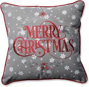 img 3 attached to 🎄 Снежное Рождество, серо-красная подушка от Pillow Perfect - 16,5 дюйма