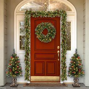 img 3 attached to 🎄 24-Inch National Tree Company Pre-Lit Artificial Christmas Wreath, Green Crestwood Spruce, White LED Lights, Decorated with Pinecones, Berry Clusters, Frosted Branches – Christmas Collection