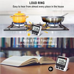 img 2 attached to 🕒 KTKUDY Digital Kitchen Timer: Mute/Loud Alarm, 24-Hr Clock, Count Up/Down, Large Display, Strong Magnet - Perfect for Kids, Teachers, and Cooking (Black)