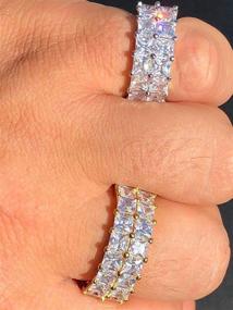 img 2 attached to 💍 925 Silver His Or Hers Tennis Ring – Wedding Band Or Hip Hop Pinky Ring – Iced Baguette Princess Cut CZ Eternity