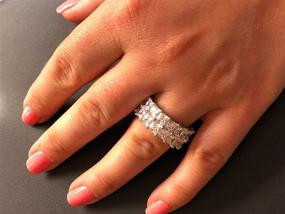 img 1 attached to 💍 925 Silver His Or Hers Tennis Ring – Wedding Band Or Hip Hop Pinky Ring – Iced Baguette Princess Cut CZ Eternity