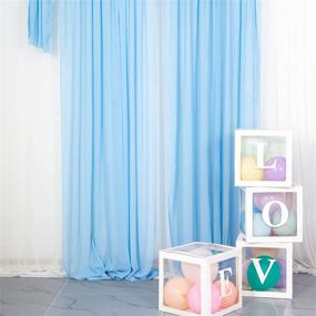 img 2 attached to 👶 Baby Blue Chiffon Backdrop Curtains - Set of 2, 29"x84", Sheer Voile Window Curtains for Party Supplies, Light Blue Tulle Background Drapes for Birthday, Wedding, Baby Shower Decorations