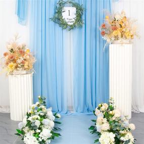 img 3 attached to 👶 Baby Blue Chiffon Backdrop Curtains - Set of 2, 29"x84", Sheer Voile Window Curtains for Party Supplies, Light Blue Tulle Background Drapes for Birthday, Wedding, Baby Shower Decorations