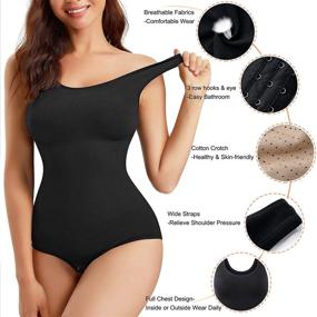 img 1 attached to 🔥 ZOPEUSI Body Shaper: Ultimate Waist Trainer and Tummy Control Bodysuit for Women - Colombianas Fajas, Seamless Design, Round Neck Tank Top