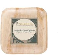 naked eco 10 inch palm leaf plates - sustainable alternative to disposable bamboo plates - compostable, bio-degradable, and ecofriendly - heavy duty party plates (25pc) logo