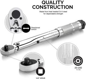 img 3 attached to NEIKO 03714A 1/4-Inch Drive Adjustable Click Torque Wrench, SAE, 20-200 Inch-Pound, Chrome Vanadium Steel, 10.75-Inch Length