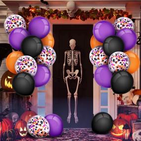 img 1 attached to Halloween Party Essentials: 105-Piece Balloon Set in Spooky Black, Orange, and Purple – Ideal for Decorations, Confetti Fun, and Atmosphere!