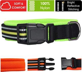 img 1 attached to 🐶 LMxGO Reflective Dog Collar: Soft Neoprene Padded, Breathable Nylon Pet Collar - Adjustable for Green, Medium-sized Dogs