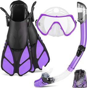 img 4 attached to ZEEPORTE Snorkel Set: Premium Adult Snorkeling Gear with Panoramic View Mask, Trek Fin, Dry Top Snorkel + Travel Bags – Perfect for Lap Swimming