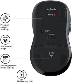 img 1 attached to 💼 Повысьте производительность рабочего места: Беспроводная мышь Logitech M510 в комплекте с эргономичной ковриком для мыши Vexko и гелевой опорой для запястья