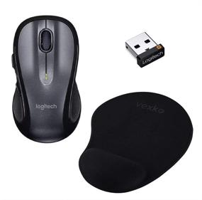 img 4 attached to 💼 Повысьте производительность рабочего места: Беспроводная мышь Logitech M510 в комплекте с эргономичной ковриком для мыши Vexko и гелевой опорой для запястья