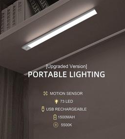 img 2 attached to Seminotek: 73 LED Under Cabinet Lights with Motion Sensor | 🔦 5500K Closet Lighting for Indoor Use | USB Rechargeable and Easy Mounting