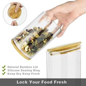 img 1 attached to Set of 4 Glass Food Storage Jars (900 cm³) with Airtight Wooden Bamboo Lids - Ideal for Dry Foods, Spices, Grains, Coffee, Tea, and More.