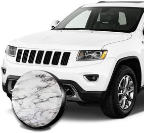 img 1 attached to 🔲 Black Marble Waterproof Dust-Proof UV Sun Spare Tire Cover - Ideal for Jeeps, Trailers, RVs, SUVs, and More - Available in 14, 15, 16, and 17 Inch Sizes