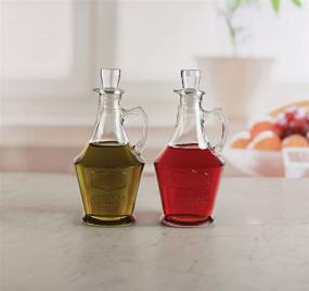 img 1 attached to 🍾 Set of 2 Circleware Yorkshire Glass Olive Oil and Vinegar Dispenser Bottles, 9.5 oz, with Glass Caps