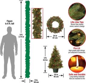 img 2 attached to 🎄 National Tree Company Pre-lit Christmas Set: White LED Lights, Holiday 4-Piece Bundle - Garland, Wreath, and 2 Entrance Trees, Green