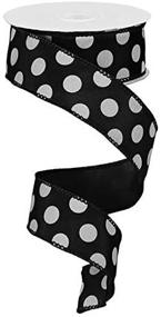 img 1 attached to Black and White Polka Dot Wired Edge Ribbon, 1.5 Inches - 10 Yards: RG158602
