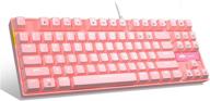 🎮 enhance gaming experience: pink mechanical keyboard with blue switch, magegee mk-star led white backlit tkl keyboard - 87 keys, ideal for windows laptop gaming pc logo
