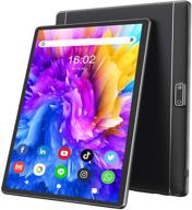 10 inch android 9 tablet with hd display, dual sim, quad core, 32gb rom /128 gb expandable, 3g phone call, wifi, bluetooth, dual camera, gps, ips touchscreen, gms google certified tablet pc (black) logo