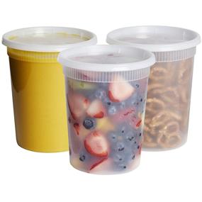 img 2 attached to 32-Ounce Translucent Plastic Deli Food Storage Container with Lid, 12-Pack, Microwaveable Hot and Cold