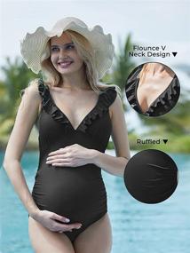 img 3 attached to 👙 V-Neck Ruffled Lace Up Monokini - Summer Mae Maternity Swimsuit One Piece