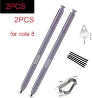 premium 2pcs galaxy note 8 pen stylus s pen replacement - perfect for samsung galaxy note 8 n950u n950w n950fd n950f tips/nibs + eject pin (orchid gray) logo