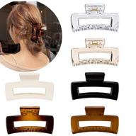 💇 whaline hair claw clips - 6 pack of strong hold rectangle hair claws for women & girls - transparent & solid colors - non-slip hair styling accessories logo