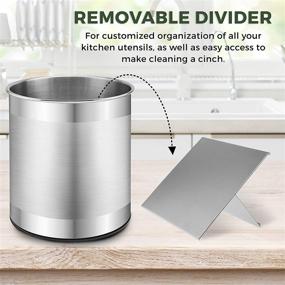 img 1 attached to Bartnelli Extra Large Stainless Steel Kitchen Utensil Holder - 360° Rotating Caddy for Countertop Organization and Easy Cleaning